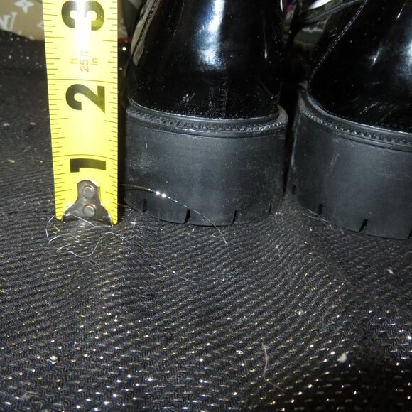 Lattelier Black Patent Platform Penny Loafers w/ Gold Chain size 6 - Picture 12 of 15